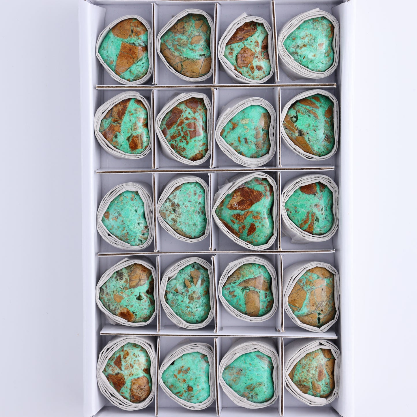 Smithsonite Hearts Set of 20 - Expert Wholesale and Supplier of Wholesale Crystals & Bulk Gemstones, ["Hearts","Smithsonite"]