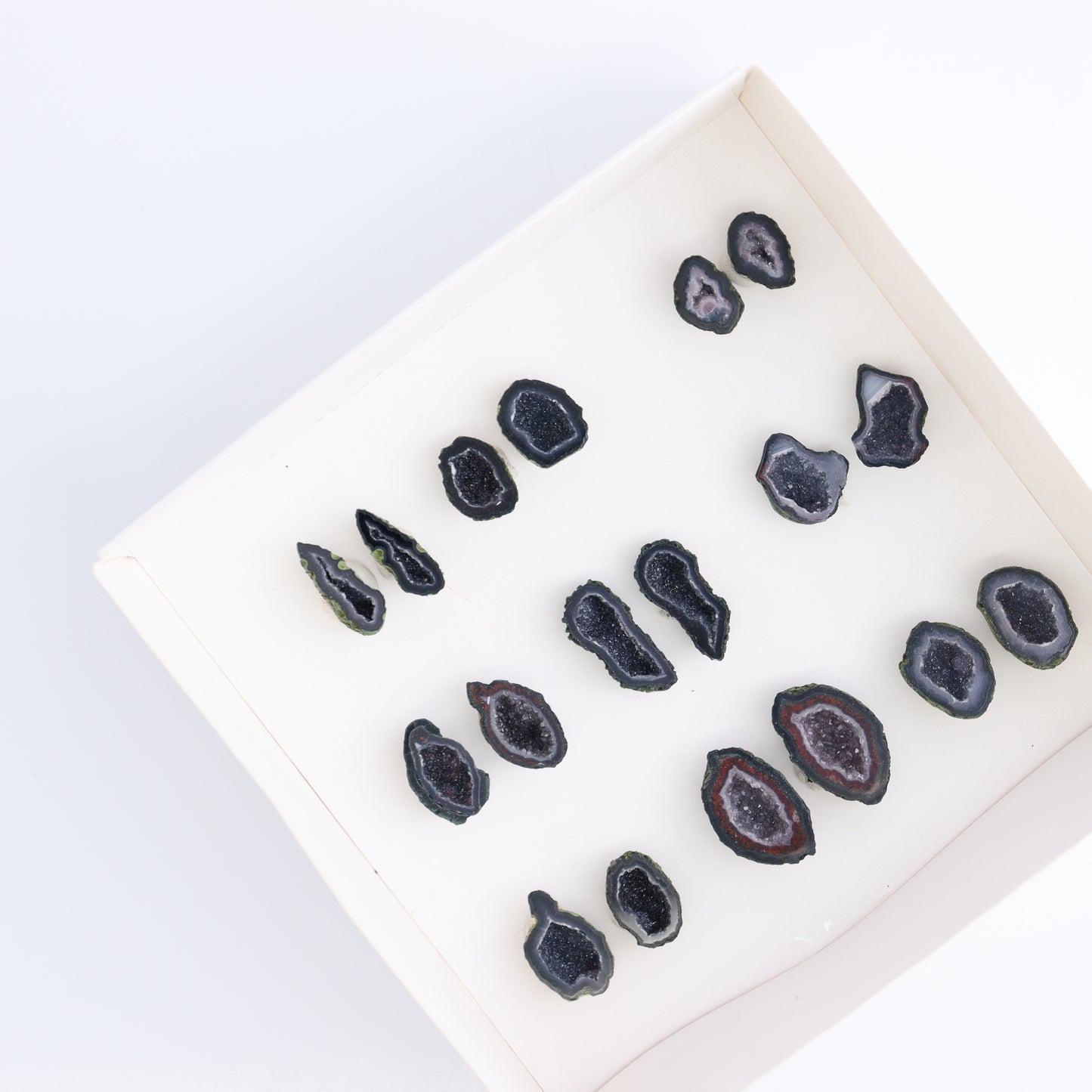 Tabasco Geodes 9 Pairs - Expert Wholesale and Supplier of Wholesale Crystals & Bulk Gemstones, ["Geodes","Tabasco Geode"]