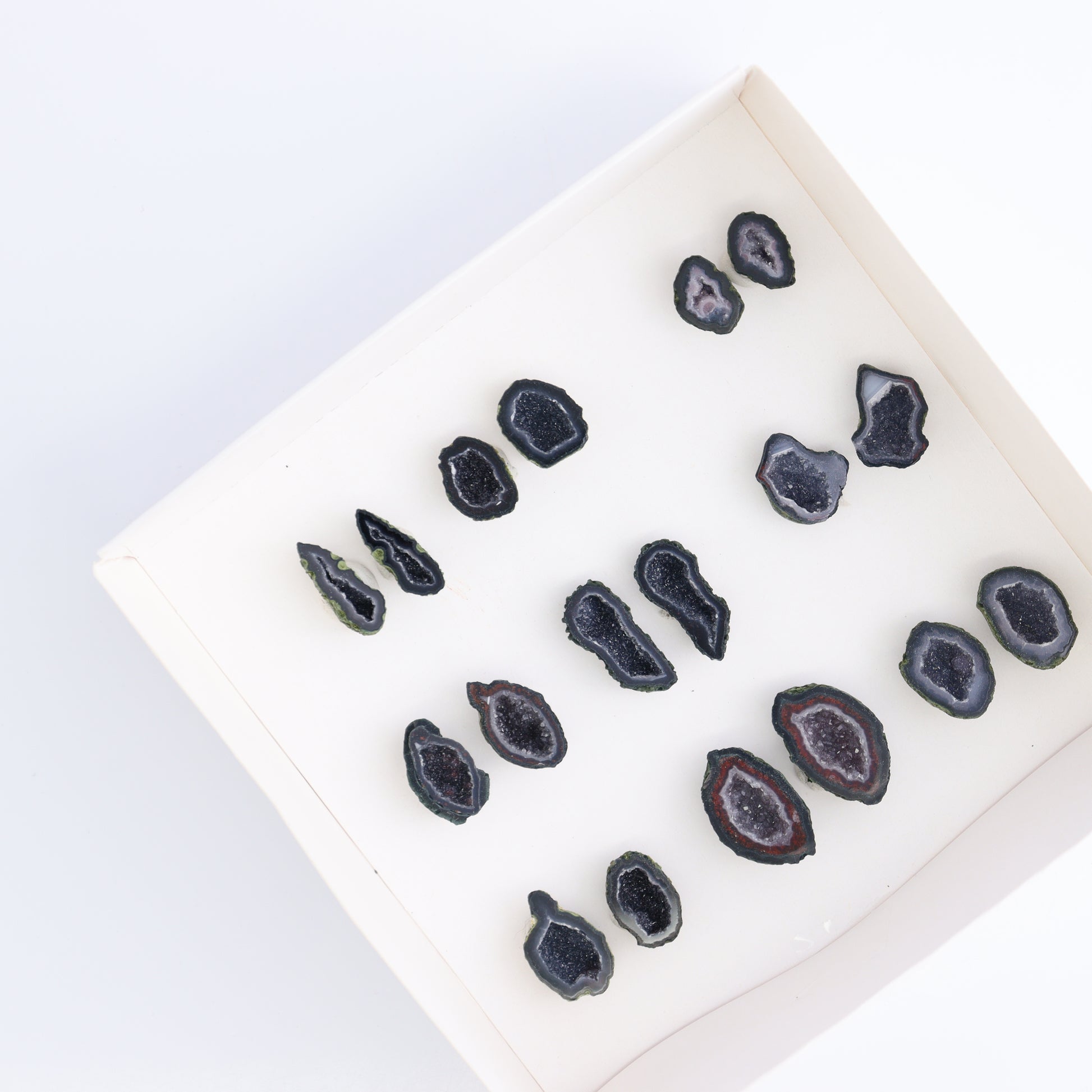 Tabasco Geodes 9 Pairs - Expert Wholesale and Supplier of Wholesale Crystals & Bulk Gemstones, ["Geodes","Tabasco Geode"]