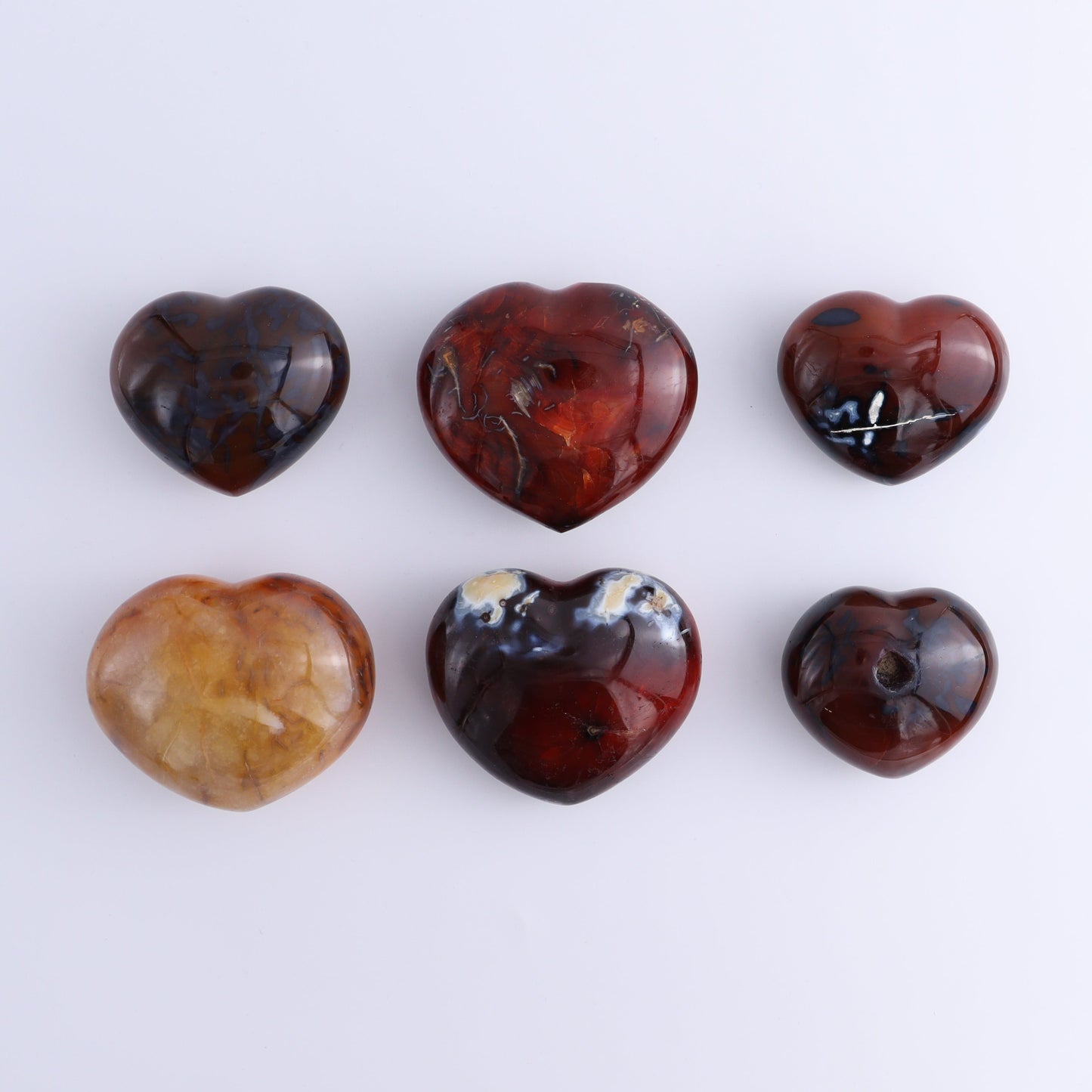Carnelian Hearts Set of 6 - Expert Wholesale and Supplier of Wholesale Crystals & Bulk Gemstones, ["carnelian","Hearts","Madagascar"]