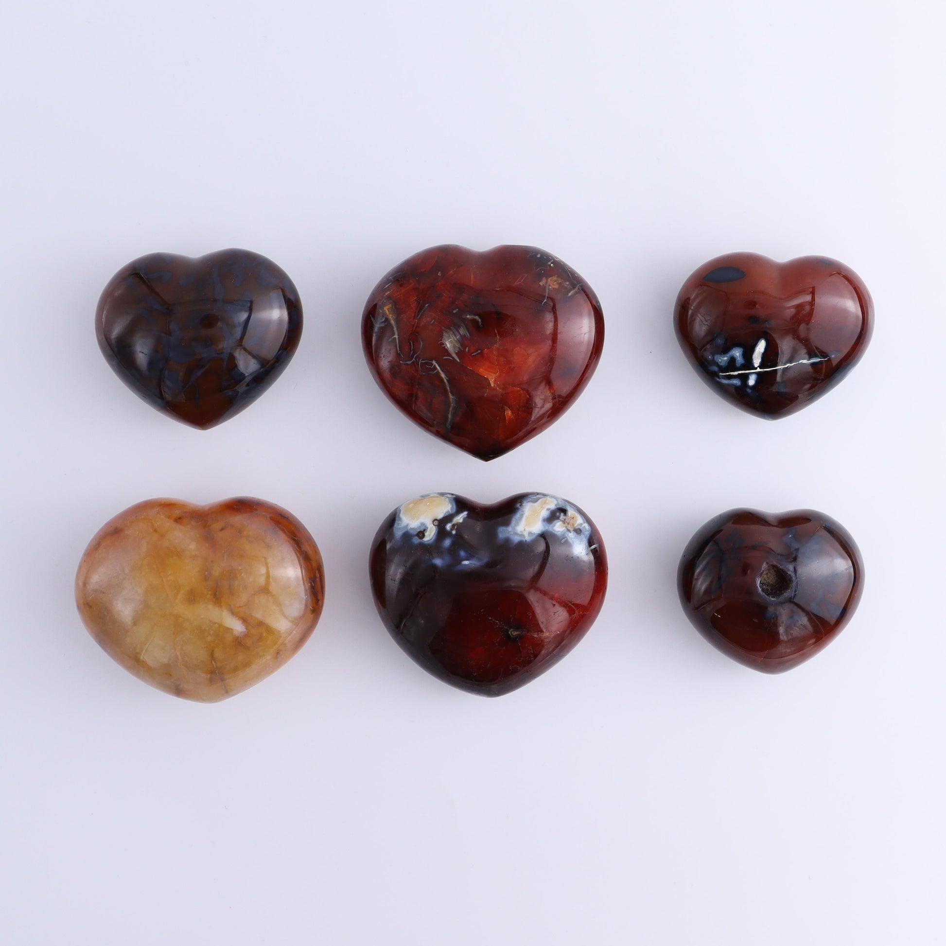 Carnelian Hearts Set of 6 - Expert Wholesale and Supplier of Wholesale Crystals & Bulk Gemstones, ["carnelian","Hearts","Madagascar"]