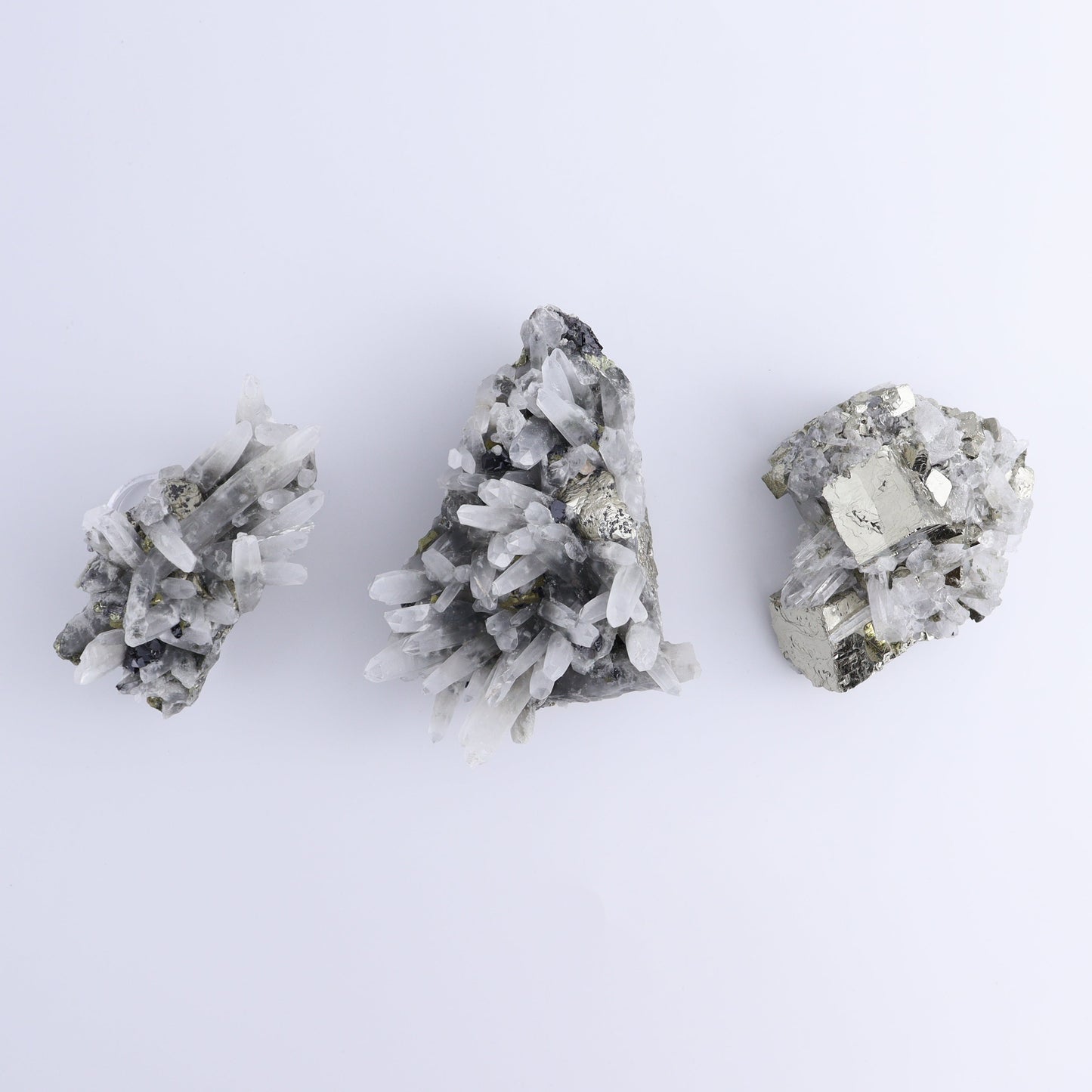 Quartz on Pyrite Set of 12 - Expert Wholesale and Supplier of Wholesale Crystals & Bulk Gemstones, ["Pyrite","Quartz"]