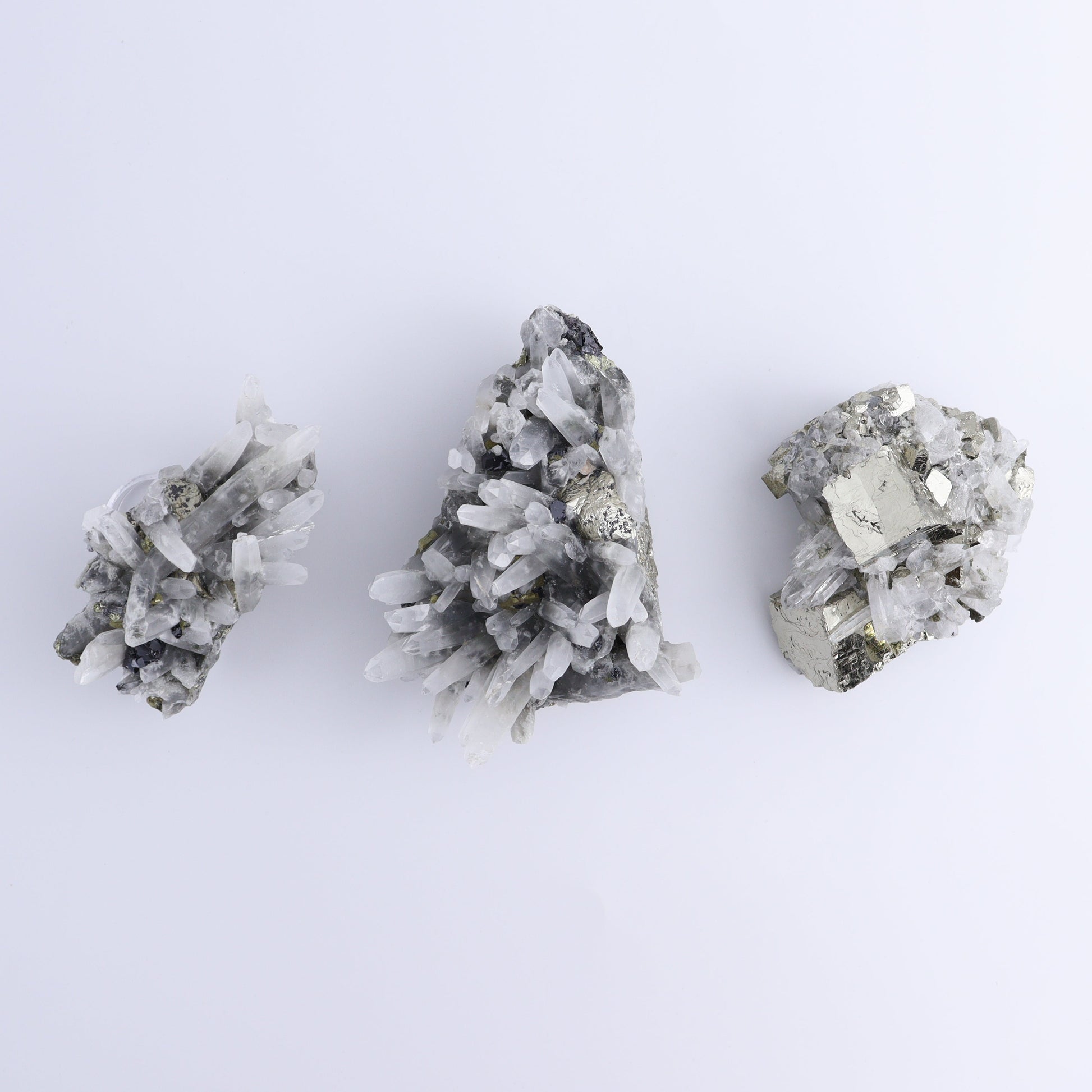 Quartz on Pyrite Set of 12 - Expert Wholesale and Supplier of Wholesale Crystals & Bulk Gemstones, ["Pyrite","Quartz"]