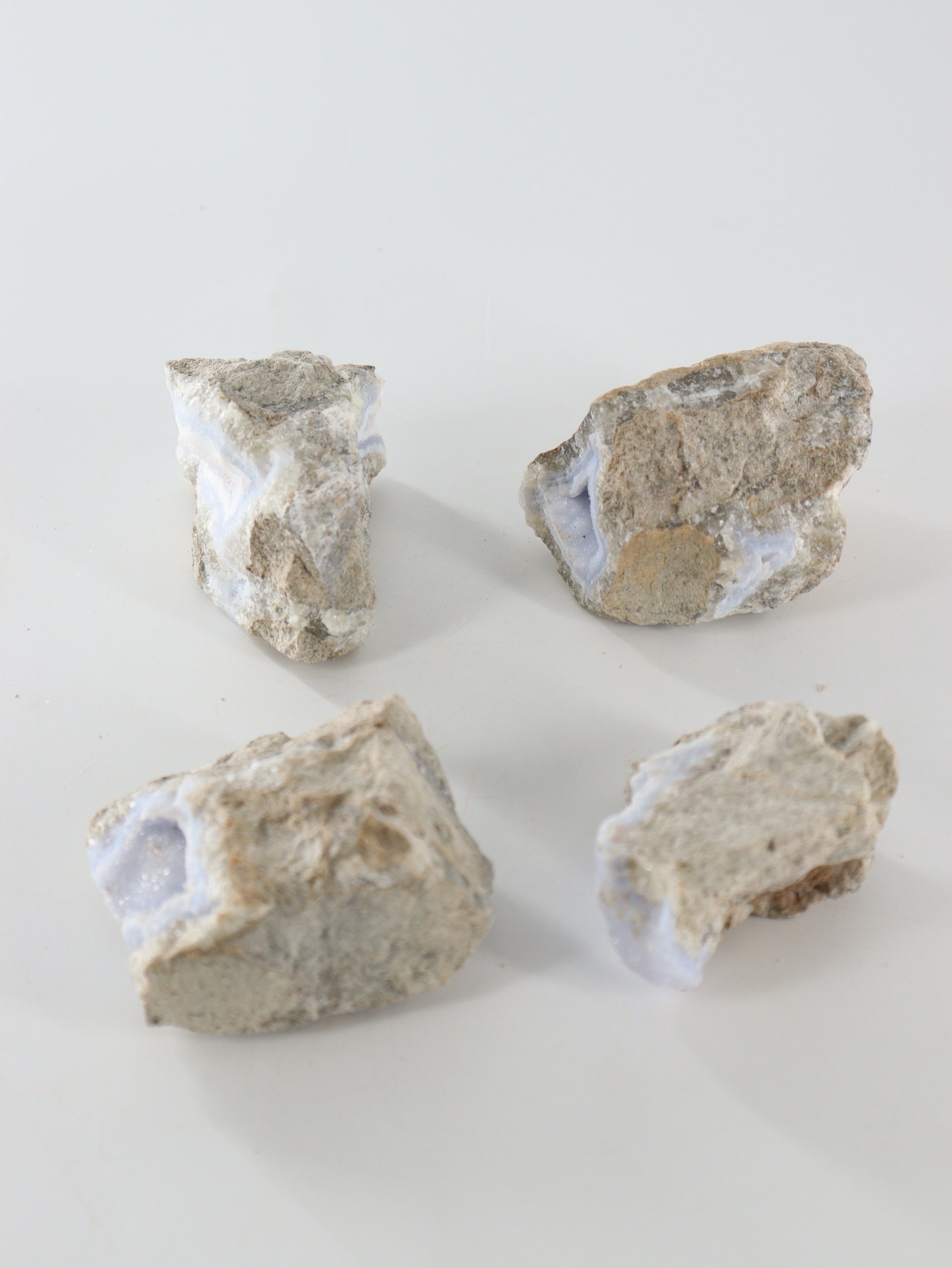 Blue Lace Agate Clusters Set of 4 - Expert Wholesale and Supplier of Wholesale Crystals & Bulk Gemstones, []