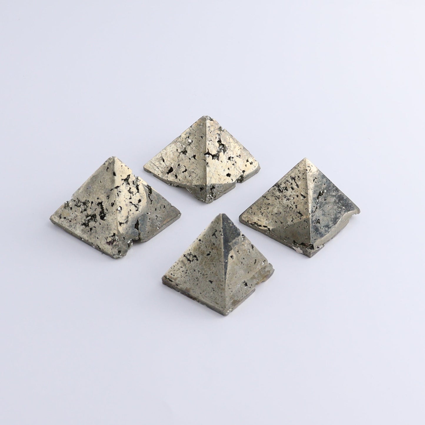 Pyrite Pyramids Set of 4 - Expert Wholesale and Supplier of Wholesale Crystals & Bulk Gemstones, ["Pyramids","Pyrite"]