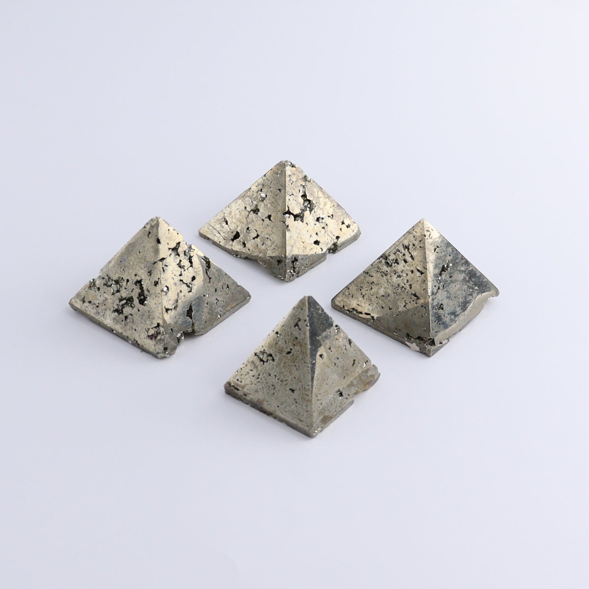 Pyrite Pyramids Set of 4 - Expert Wholesale and Supplier of Wholesale Crystals & Bulk Gemstones, ["Pyramids","Pyrite"]