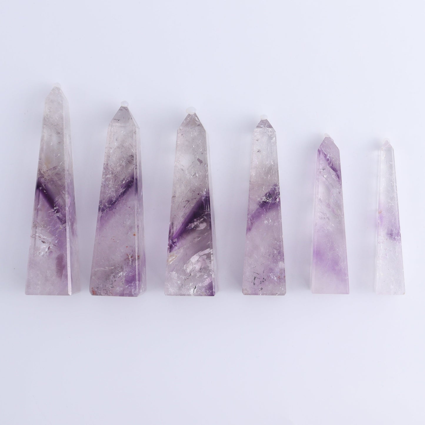 Amethyst Obelisks Set of 6 - Expert Wholesale and Supplier of Wholesale Crystals & Bulk Gemstones, ["Amethyst","Brazil","Obelisk"]