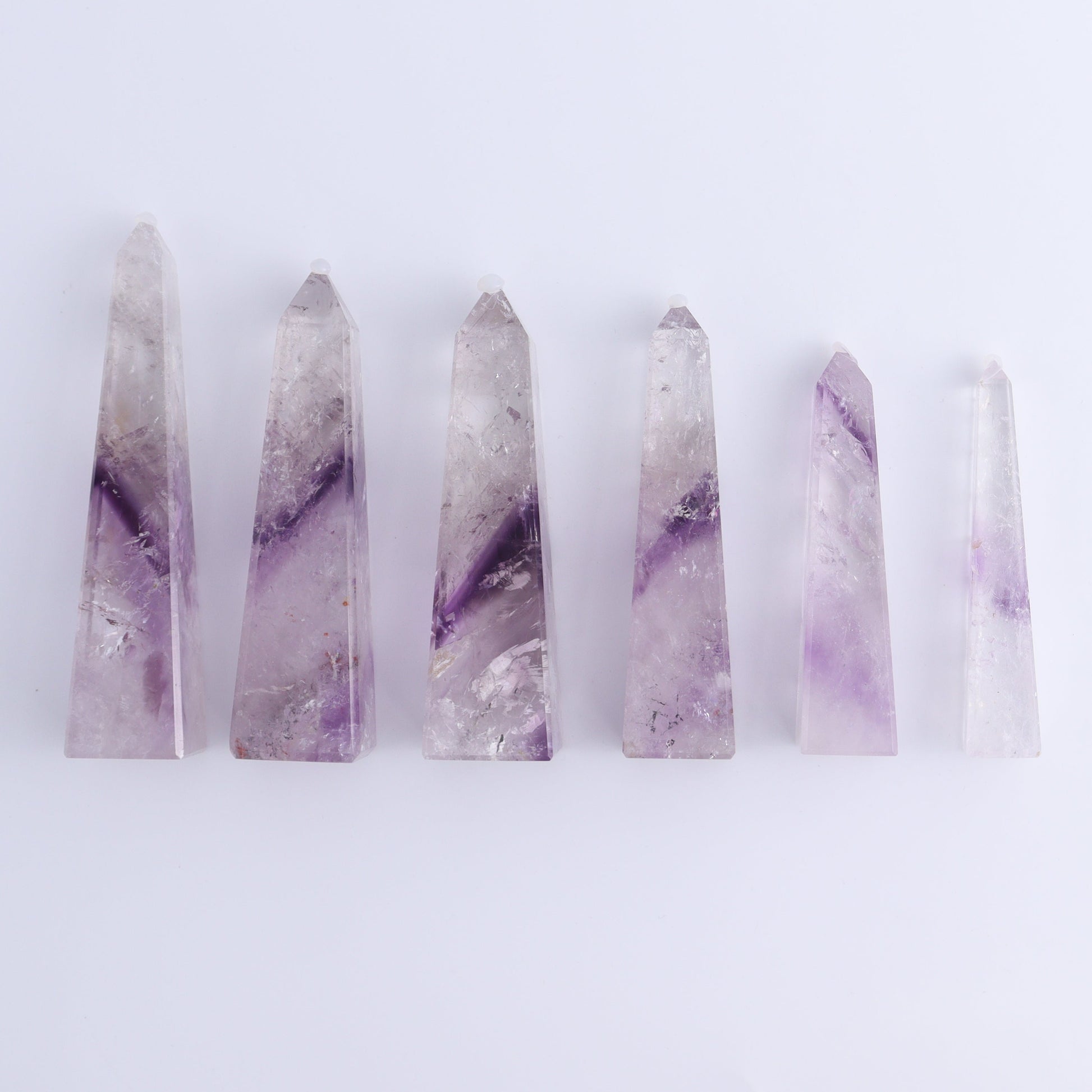 Amethyst Obelisks Set of 6 - Expert Wholesale and Supplier of Wholesale Crystals & Bulk Gemstones, ["Amethyst","Brazil","Obelisk"]