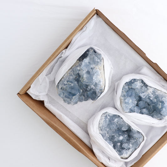 Celestite Clusters Set of 3