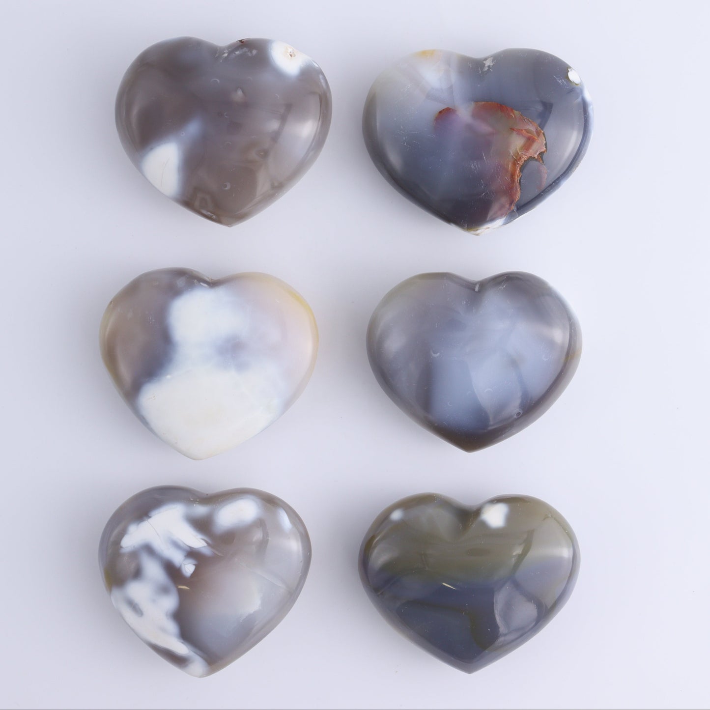 Orca Agate Hearts Set of 6 - Expert Wholesale and Supplier of Wholesale Crystals & Bulk Gemstones, ["Hearts","Madagascar","Orca Agate"]