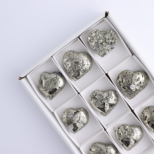 Pyrite Hearts Set of 9 - Expert Wholesale and Supplier of Wholesale Crystals & Bulk Gemstones, ["Hearts","Peru","Pyrite"]