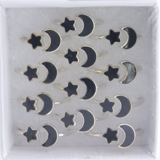 Black Tourmaline Rings Set of 12
