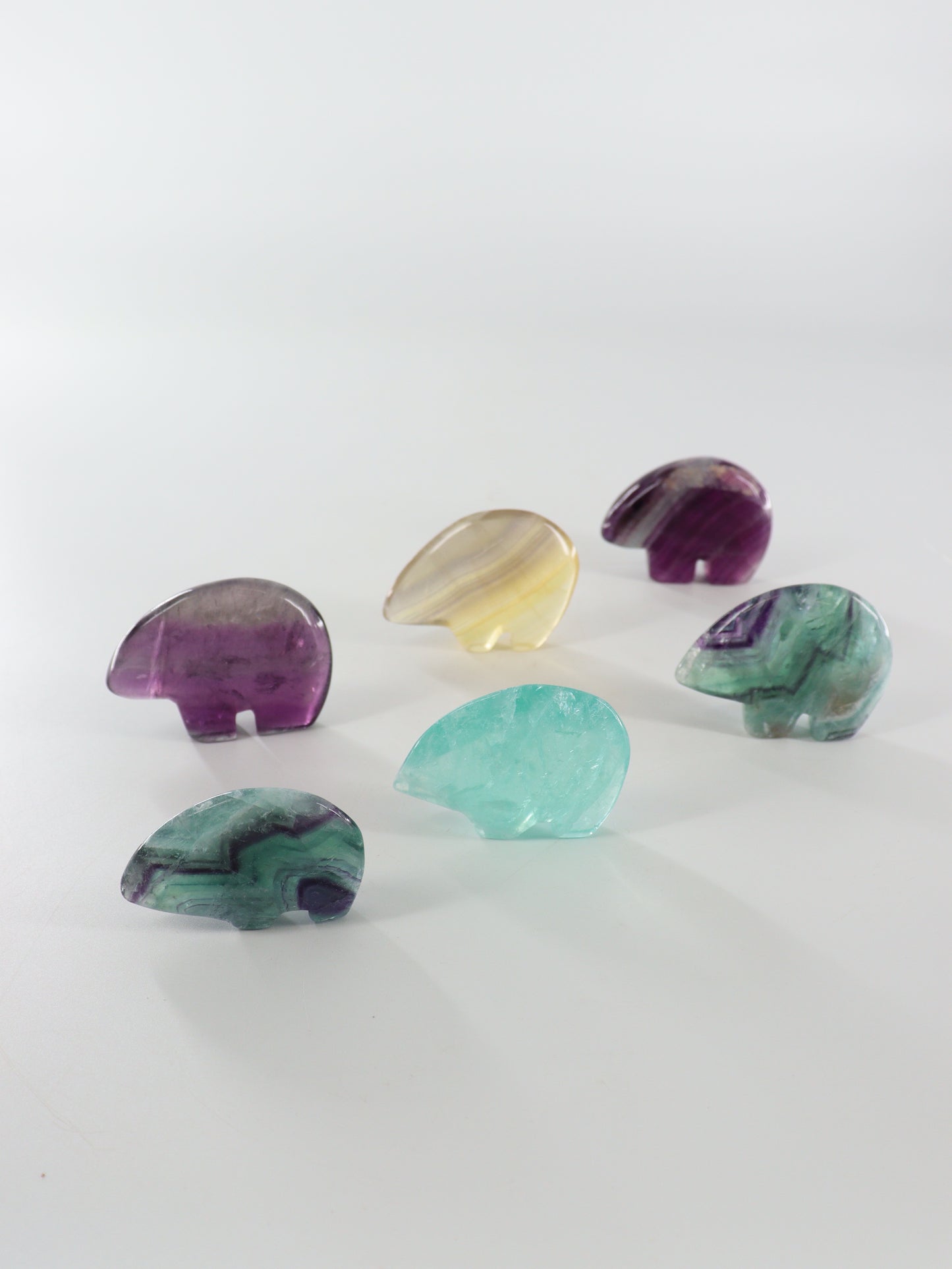 Fluorite Bear Animal Carvings Set of 6 - Expert Wholesale and Supplier of Wholesale Crystals & Bulk Gemstones, []