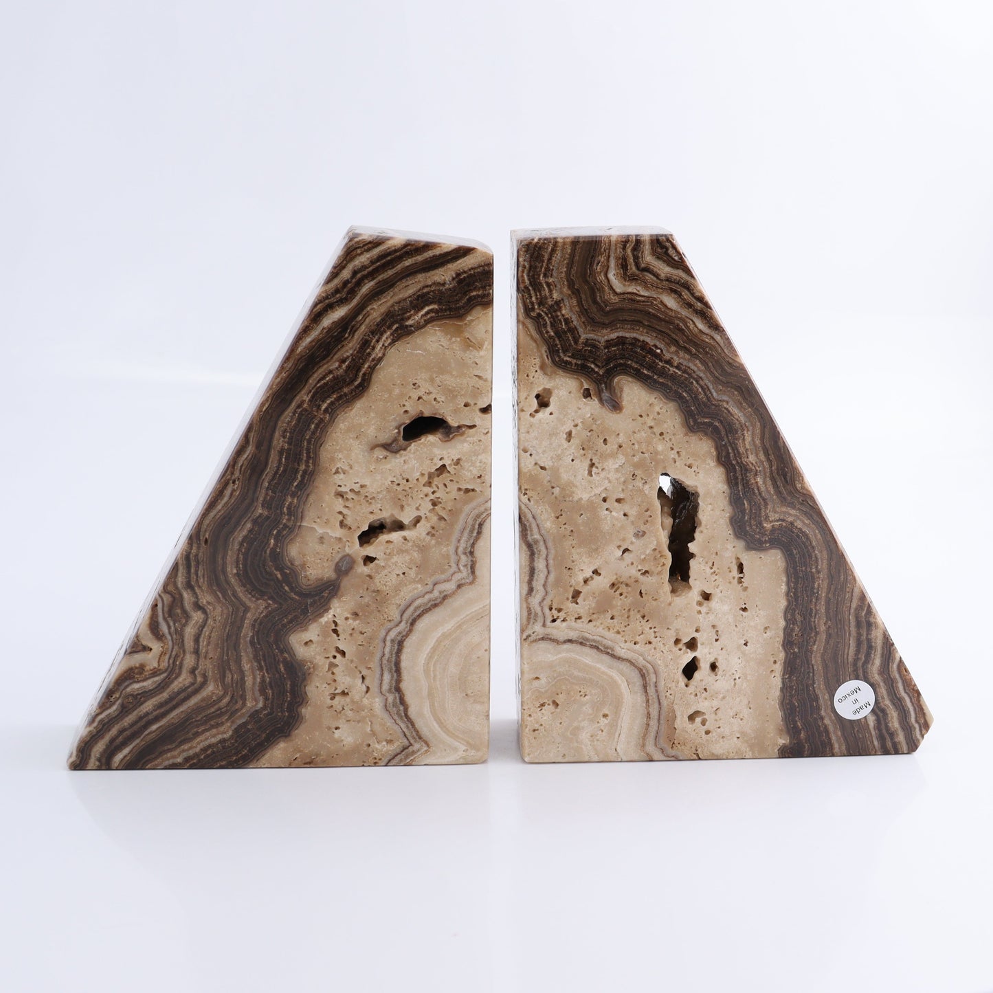 One Pair of Mexican Onyx/Calcite Chocolate Polished Bookends - Expert Wholesale and Supplier of Wholesale Crystals & Bulk Gemstones, ["Bookends","Calcite","Catalog Onyx","Mexico","onyx"]