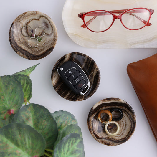 Chocolate Onyx Dishes Set of 10 - Expert Wholesale and Supplier of Wholesale Crystals & Bulk Gemstones, ["Catalog Onyx","Decorative Dish","Mexico","onyx","Round Dish"]