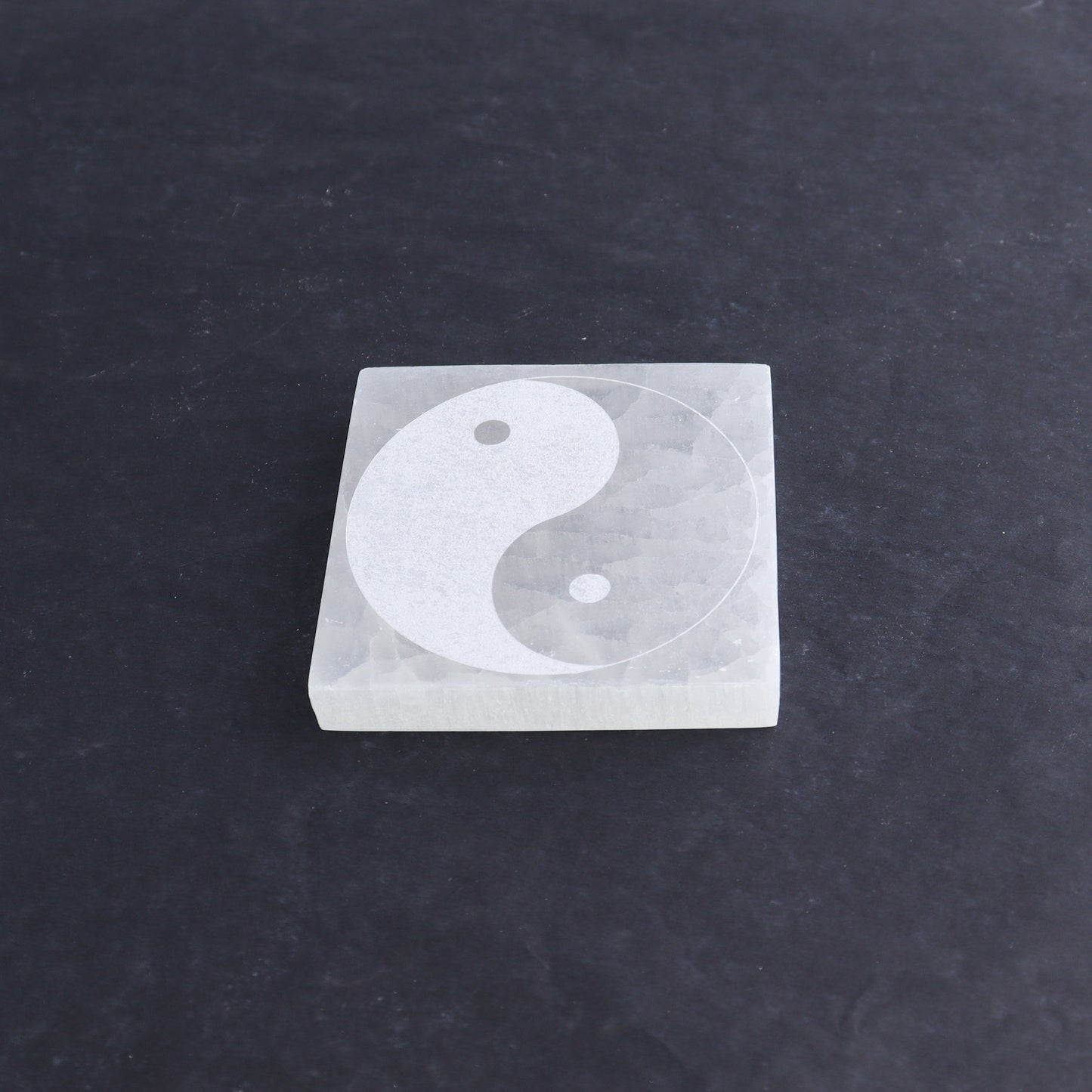 One Selenite (Satin Spar) Yin Yang Square Plate - Expert Wholesale and Supplier of Wholesale Crystals & Bulk Gemstones, ["close_30","Morocco","Selenite","Square","Yin Yang"]