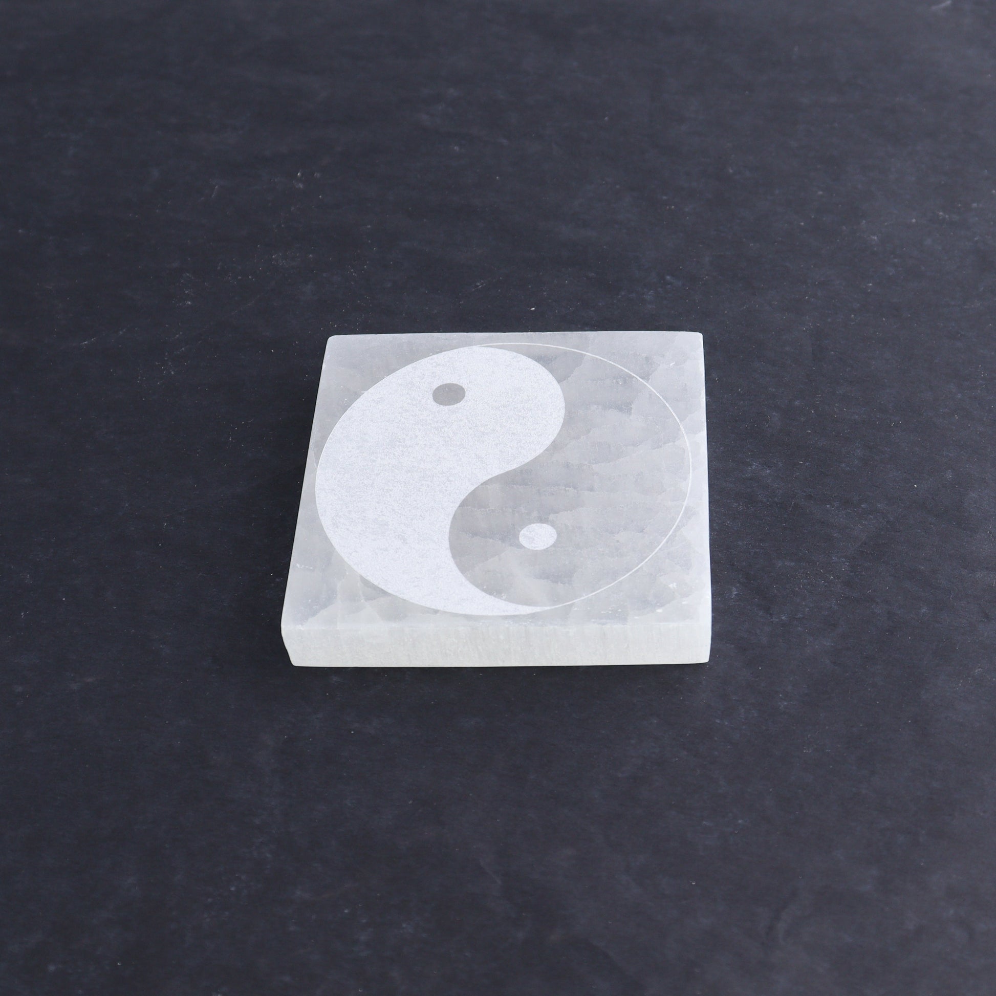 One Selenite (Satin Spar) Yin Yang Square Plate - Expert Wholesale and Supplier of Wholesale Crystals & Bulk Gemstones, ["close_30","Morocco","Selenite","Square","Yin Yang"]
