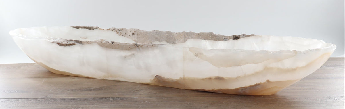 Mexican Onyx/Calcite Canoe Bowl 36"