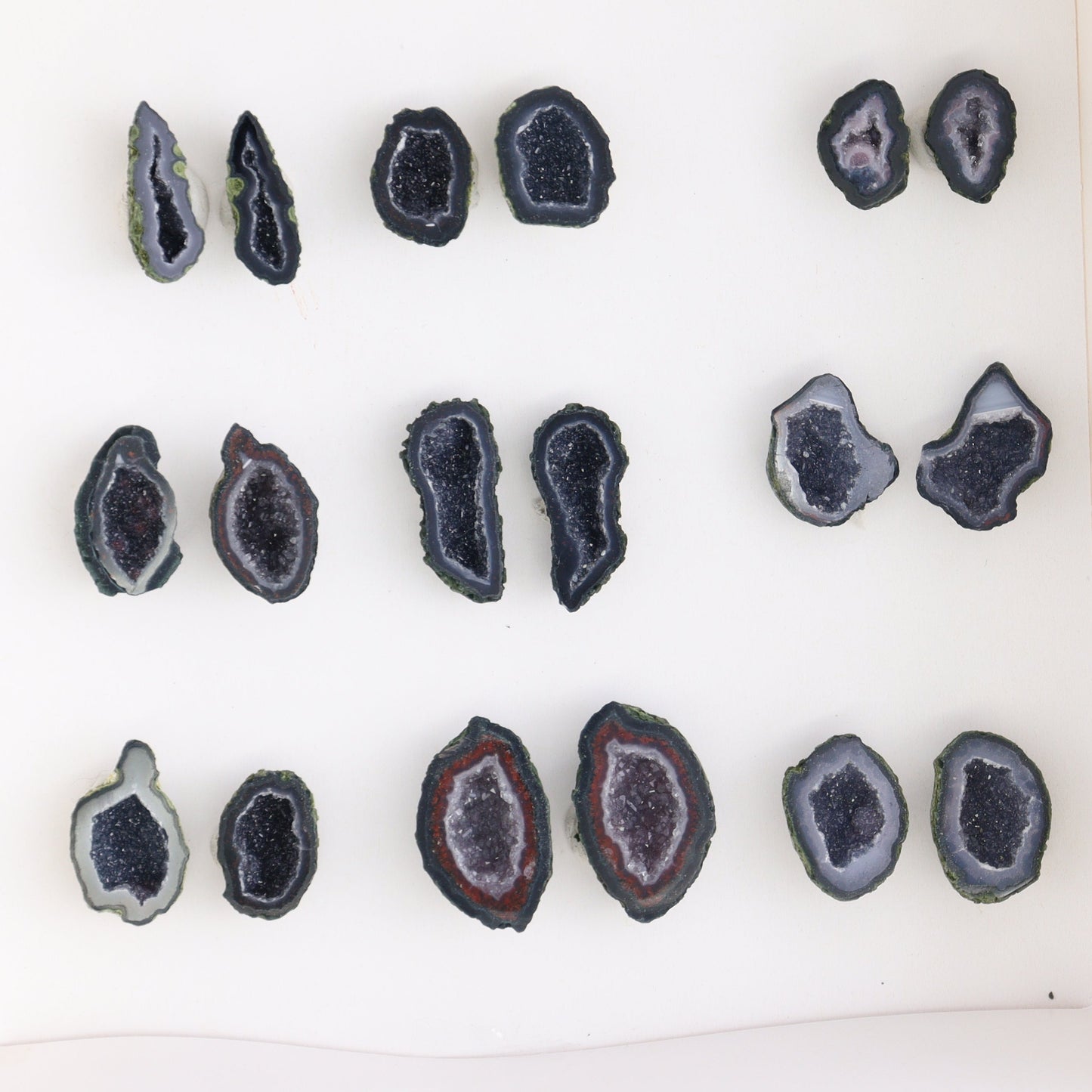 Tabasco Geodes 9 Pairs - Expert Wholesale and Supplier of Wholesale Crystals & Bulk Gemstones, ["Geodes","Tabasco Geode"]