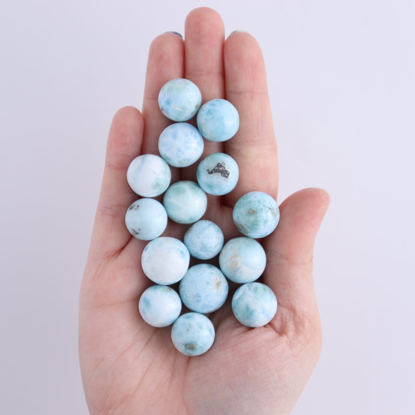 Larimar Spheres Set of 15 - Expert Wholesale and Supplier of Wholesale Crystals & Bulk Gemstones, ["Larimar","Spheres"]