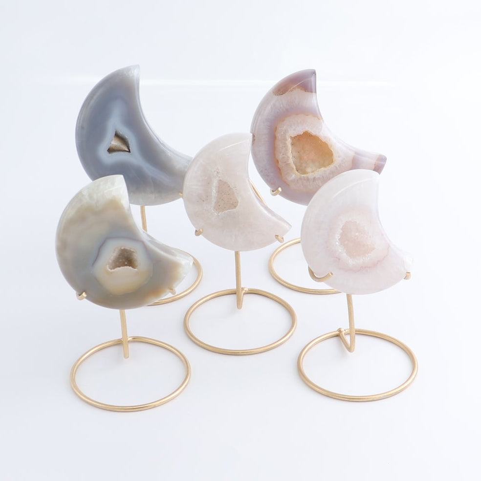 Agate Moons with Stand Set of 5 - Expert Wholesale and Supplier of Wholesale Crystals & Bulk Gemstones, ["Agate","Brazil","moons"]