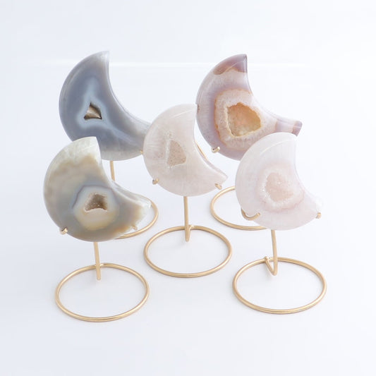 Agate Moons with Stand Set of 5 - Expert Wholesale and Supplier of Wholesale Crystals & Bulk Gemstones, ["Agate","Brazil","moons"]