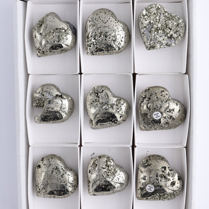 Pyrite Hearts Set of 9 - Expert Wholesale and Supplier of Wholesale Crystals & Bulk Gemstones, ["Hearts","Peru","Pyrite"]