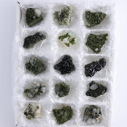 Epidote Set of 15 - Expert Wholesale and Supplier of Wholesale Crystals & Bulk Gemstones, ["epidote","flat","Flats"]