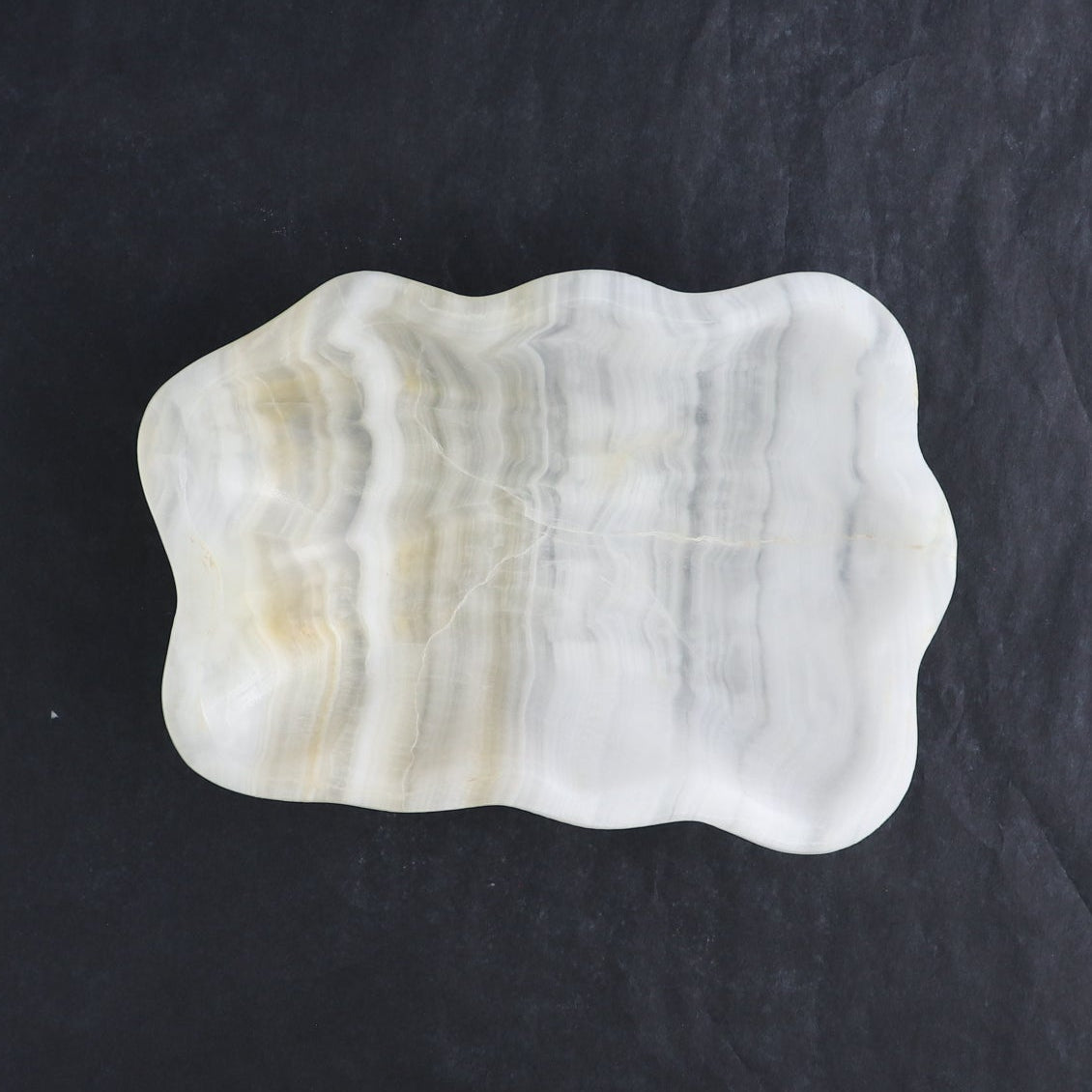 One Mexican Onyx/Calcite White & Green Polished Irregular Square Bowl