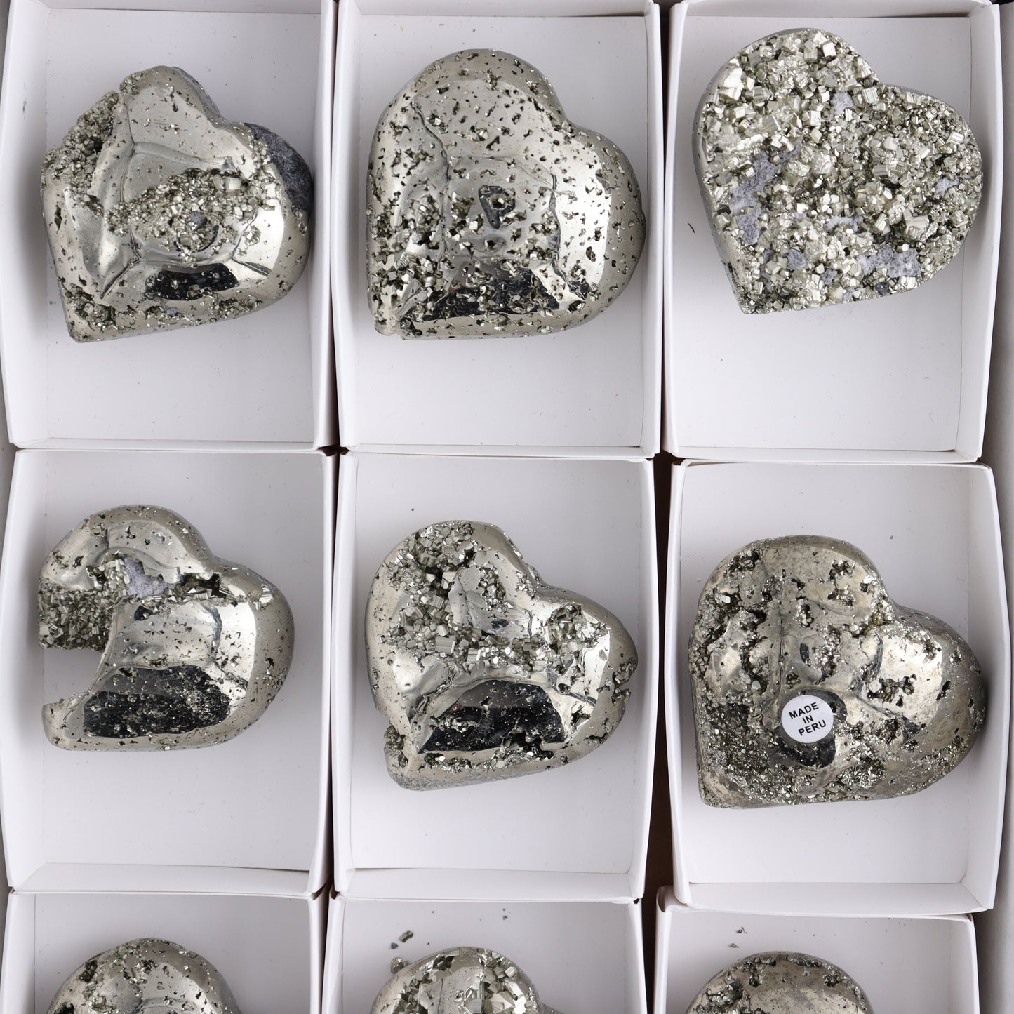 Pyrite Hearts Set of 9 - Expert Wholesale and Supplier of Wholesale Crystals & Bulk Gemstones, ["Hearts","Peru","Pyrite"]