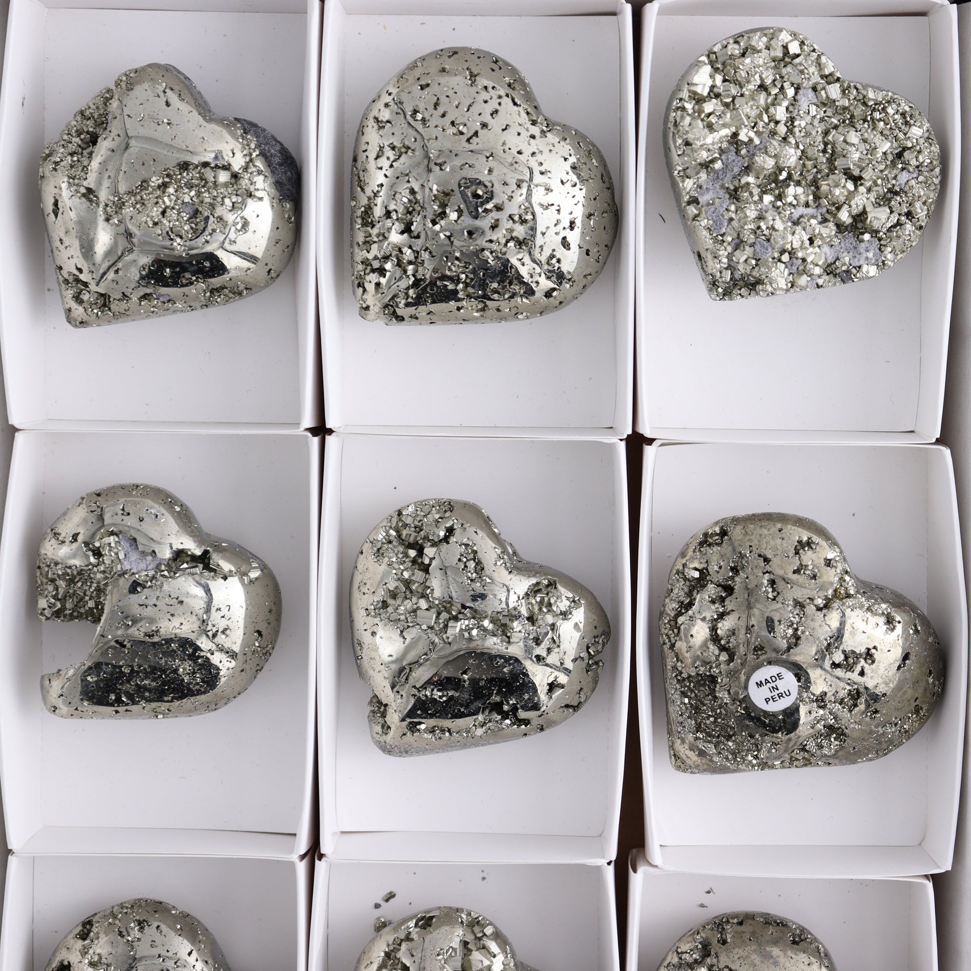 Pyrite Hearts Set of 9 - Expert Wholesale and Supplier of Wholesale Crystals & Bulk Gemstones, ["Hearts","Peru","Pyrite"]