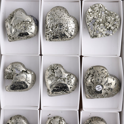 Pyrite Hearts Set of 9 - Expert Wholesale and Supplier of Wholesale Crystals & Bulk Gemstones, ["Hearts","Peru","Pyrite"]