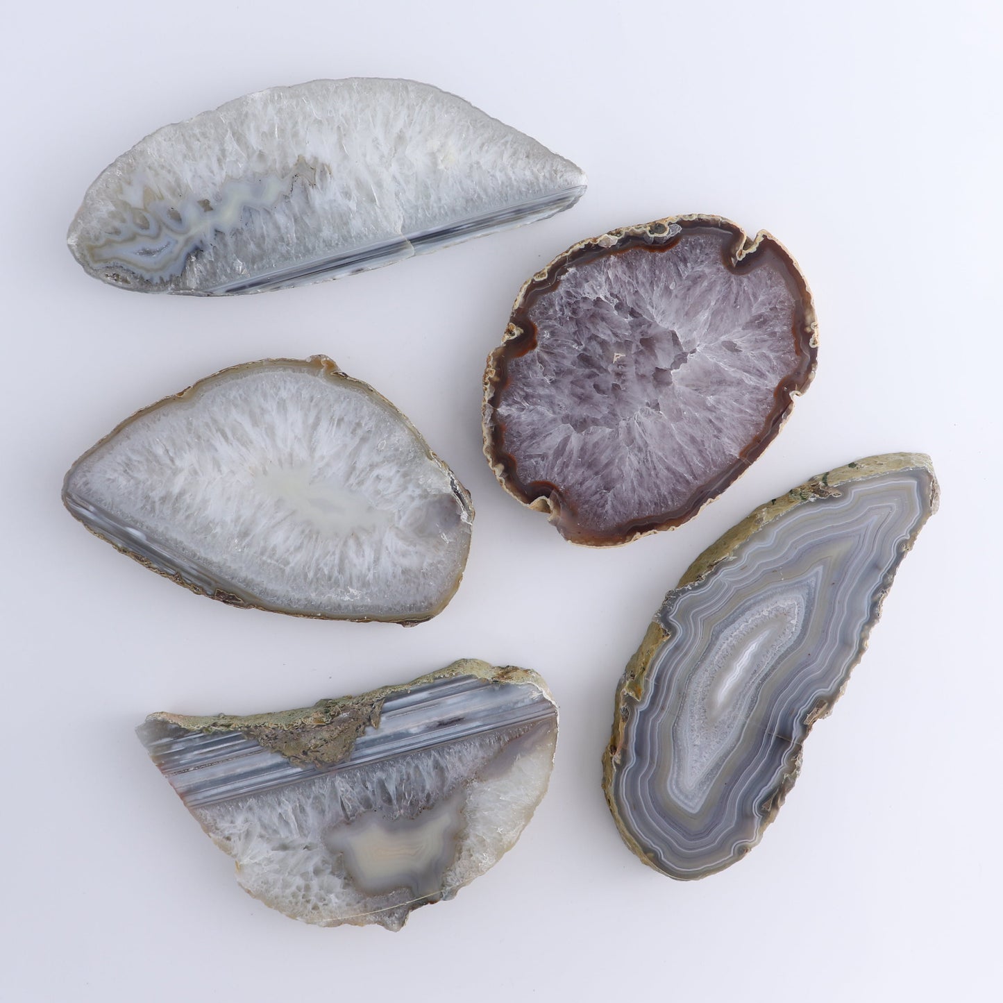 Agate Slices Set of 5 - Expert Wholesale and Supplier of Wholesale Crystals & Bulk Gemstones, ["Agate","Brazil","Slices and Slabs"]