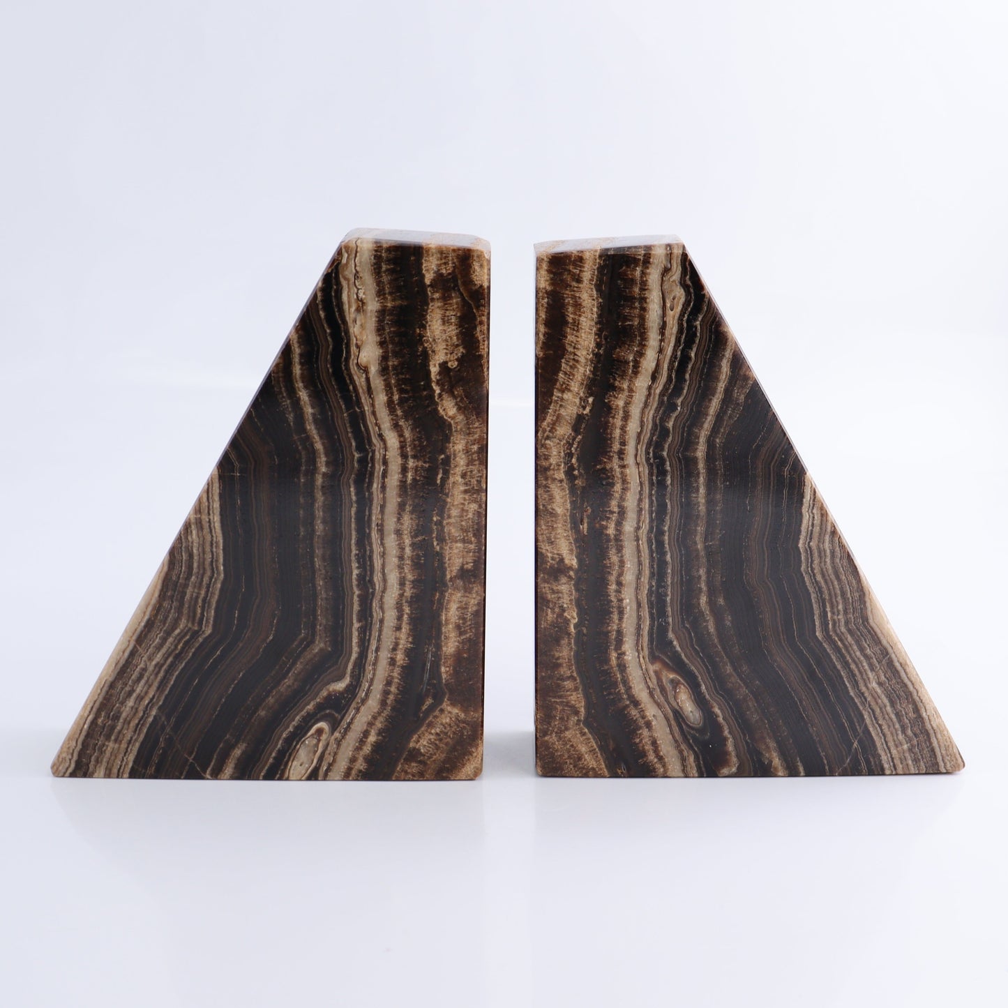 One Pair of Mexican Onyx/Calcite Chocolate Polished Bookends - Expert Wholesale and Supplier of Wholesale Crystals & Bulk Gemstones, ["Bookends","Calcite","Catalog Onyx","Mexico","onyx"]