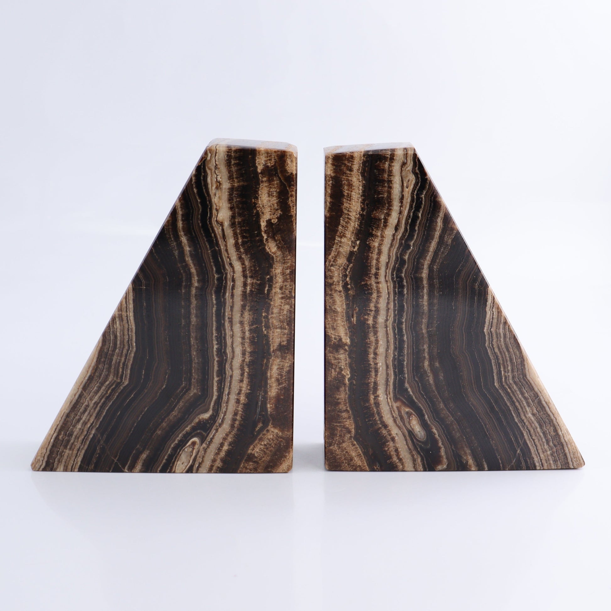 One Pair of Mexican Onyx/Calcite Chocolate Polished Bookends - Expert Wholesale and Supplier of Wholesale Crystals & Bulk Gemstones, ["Bookends","Calcite","Catalog Onyx","Mexico","onyx"]