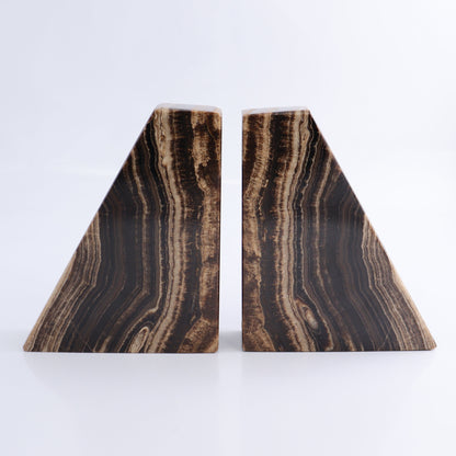 One Pair of Mexican Onyx/Calcite Chocolate Polished Bookends - Expert Wholesale and Supplier of Wholesale Crystals & Bulk Gemstones, ["Bookends","Calcite","Catalog Onyx","Mexico","onyx"]
