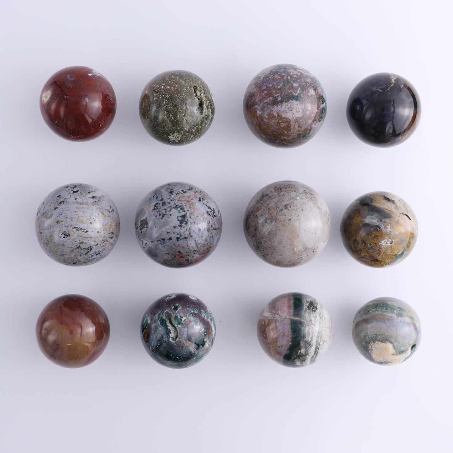 Ocean Jasper Spheres Set of 12 - Expert Wholesale and Supplier of Wholesale Crystals & Bulk Gemstones, ["jasper","Madagascar","Ocean Jasper","Spheres"]