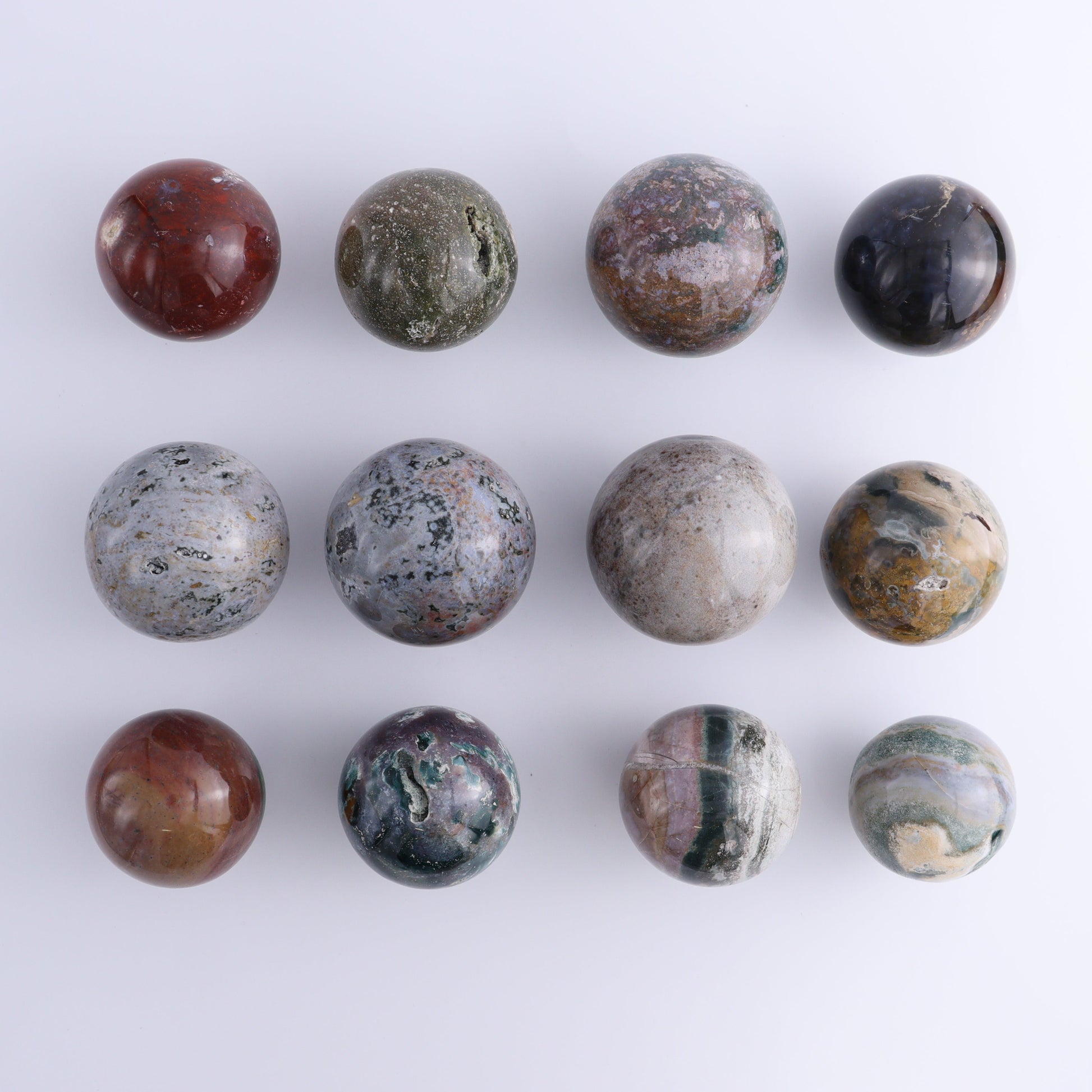 Ocean Jasper Spheres Set of 12 - Expert Wholesale and Supplier of Wholesale Crystals & Bulk Gemstones, ["jasper","Madagascar","Ocean Jasper","Spheres"]