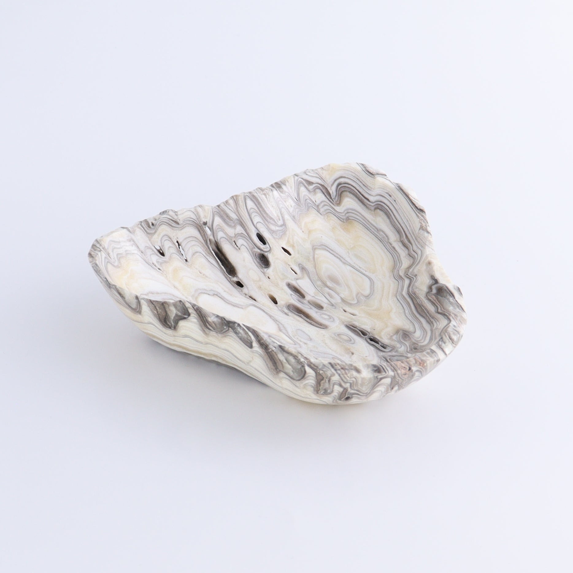 One Mexican Onyx/Calcite White Zebra Triangular Bowl - Expert Wholesale and Supplier of Wholesale Crystals & Bulk Gemstones, ["bowl","Bowls","Calcite","Catalog Onyx","Decorative Dish","Mexico","onyx"]