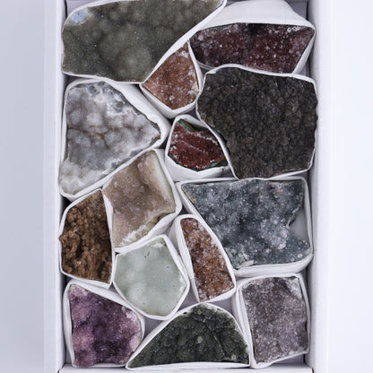 Uruguay Rainbow Amethyst Clusters Flat of 14 - Expert Wholesale and Supplier of Wholesale Crystals & Bulk Gemstones, ["Amethyst","Clusters","Rainbow Amethyst","Sugar Rainbow Amethyst","Uruguay"]