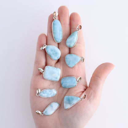 One Small Larimar Sterling Silver Pendant (chain not included) - Expert Wholesale and Supplier of Wholesale Crystals & Bulk Gemstones, ["Larimar","Pendant","sterling silver"]