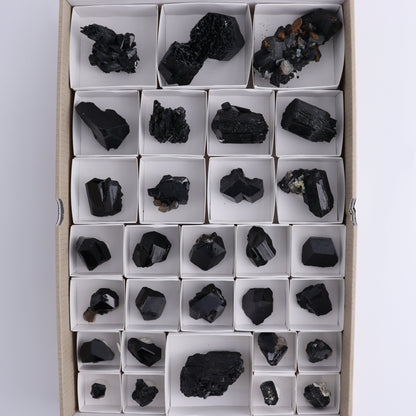 Schorl Tourmaline Flat of 30 - Expert Wholesale and Supplier of Wholesale Crystals & Bulk Gemstones, ["Black Tourmaline","Madagascar","Schorl Tourmaline","Tourmaline"]