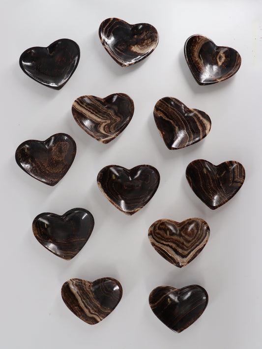 Chocolate Onyx Heart Dishes - Expert Supplier of Wholesale Crystals & Bulk Gemstones