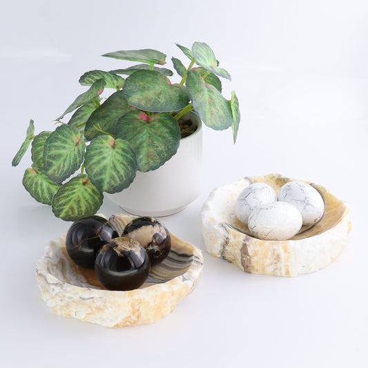 One Mexican Onyx/Calcite White & Yellow Zebra Rustic Bowl - Expert Wholesale and Supplier of Wholesale Crystals & Bulk Gemstones, ["bowl","Calcite","Catalog Onyx","Decorative Dish","Mexico","onyx"]