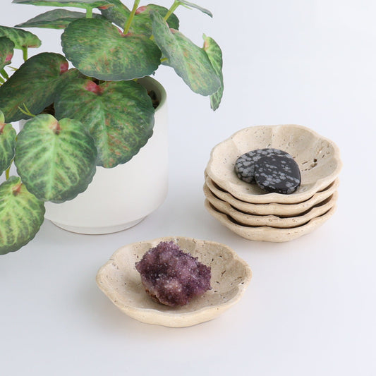 One Travertine Scalloped Dish 10 cm - Expert Wholesale and Supplier of Wholesale Crystals & Bulk Gemstones, ["Catalog Onyx","Decorative Dish","Mexico","Travertine"]