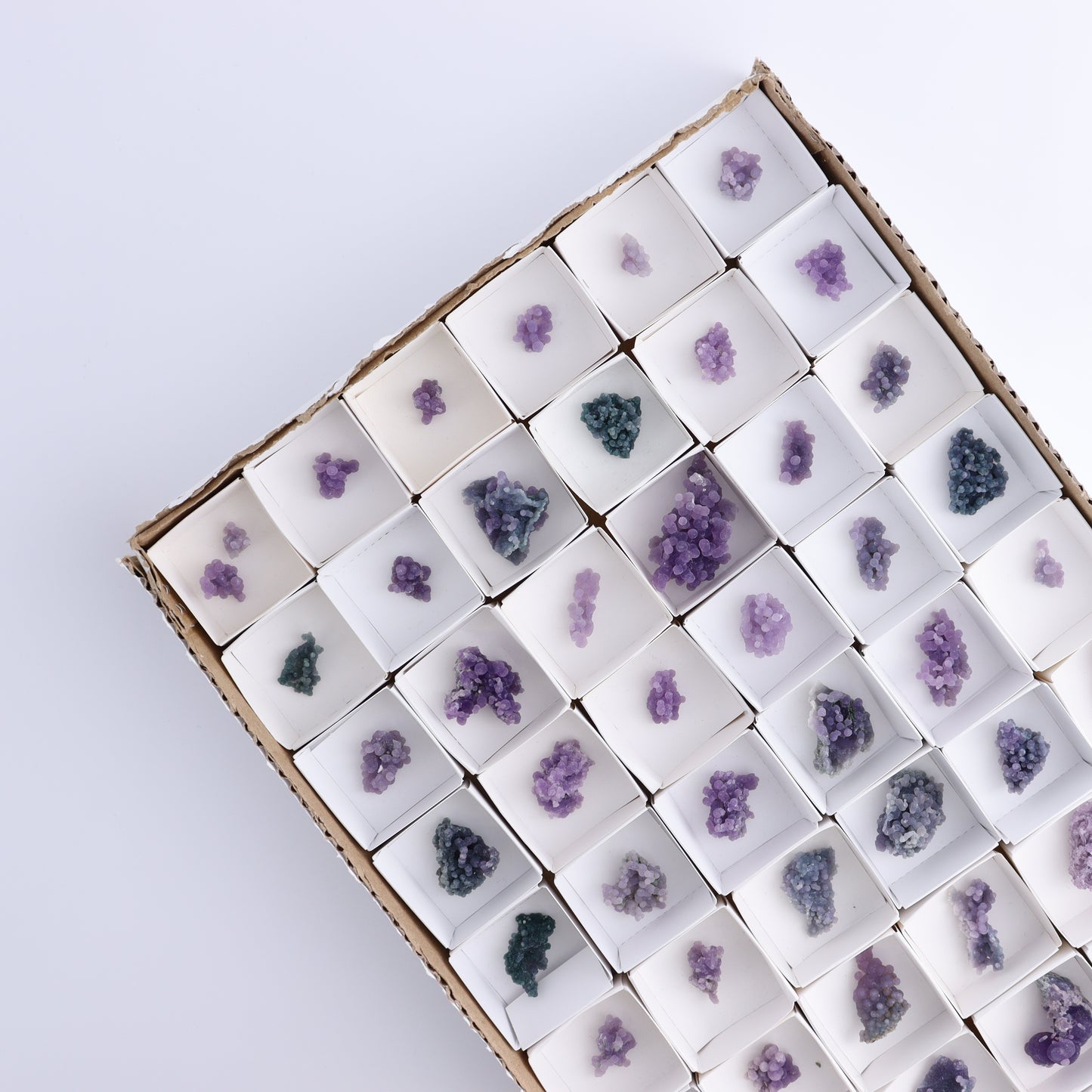 Grape Agate Cluster Set of 54 - Expert Wholesale and Supplier of Wholesale Crystals & Bulk Gemstones, ["Clusters","Grape agate","Indonesia"]
