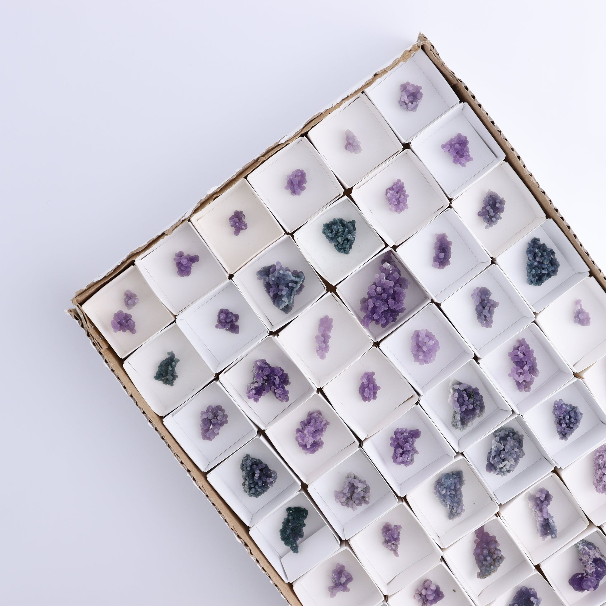 Grape Agate Cluster Set of 54 - Expert Wholesale and Supplier of Wholesale Crystals & Bulk Gemstones, ["Clusters","Grape agate","Indonesia"]