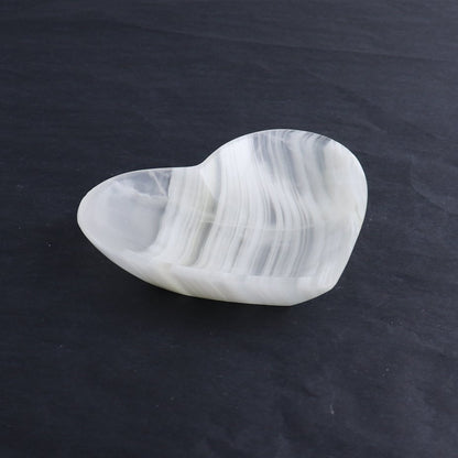 One Mexican Onyx/Calcite White Heart Bowl