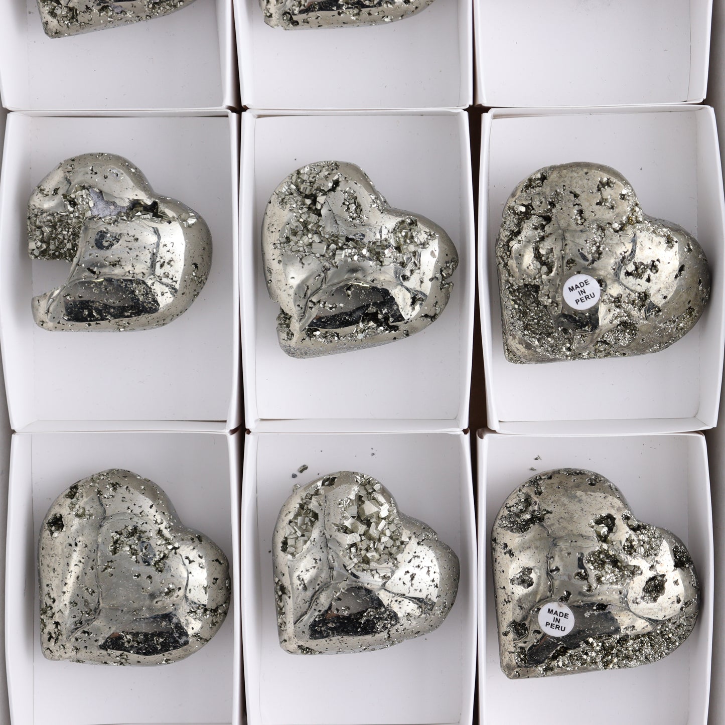 Pyrite Hearts Set of 9 - Expert Wholesale and Supplier of Wholesale Crystals & Bulk Gemstones, ["Hearts","Peru","Pyrite"]