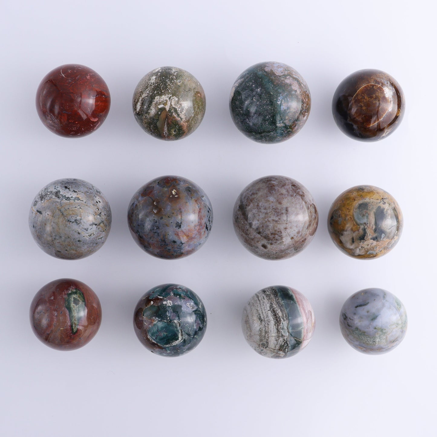 Ocean Jasper Spheres Set of 12 - Expert Wholesale and Supplier of Wholesale Crystals & Bulk Gemstones, ["jasper","Madagascar","Ocean Jasper","Spheres"]